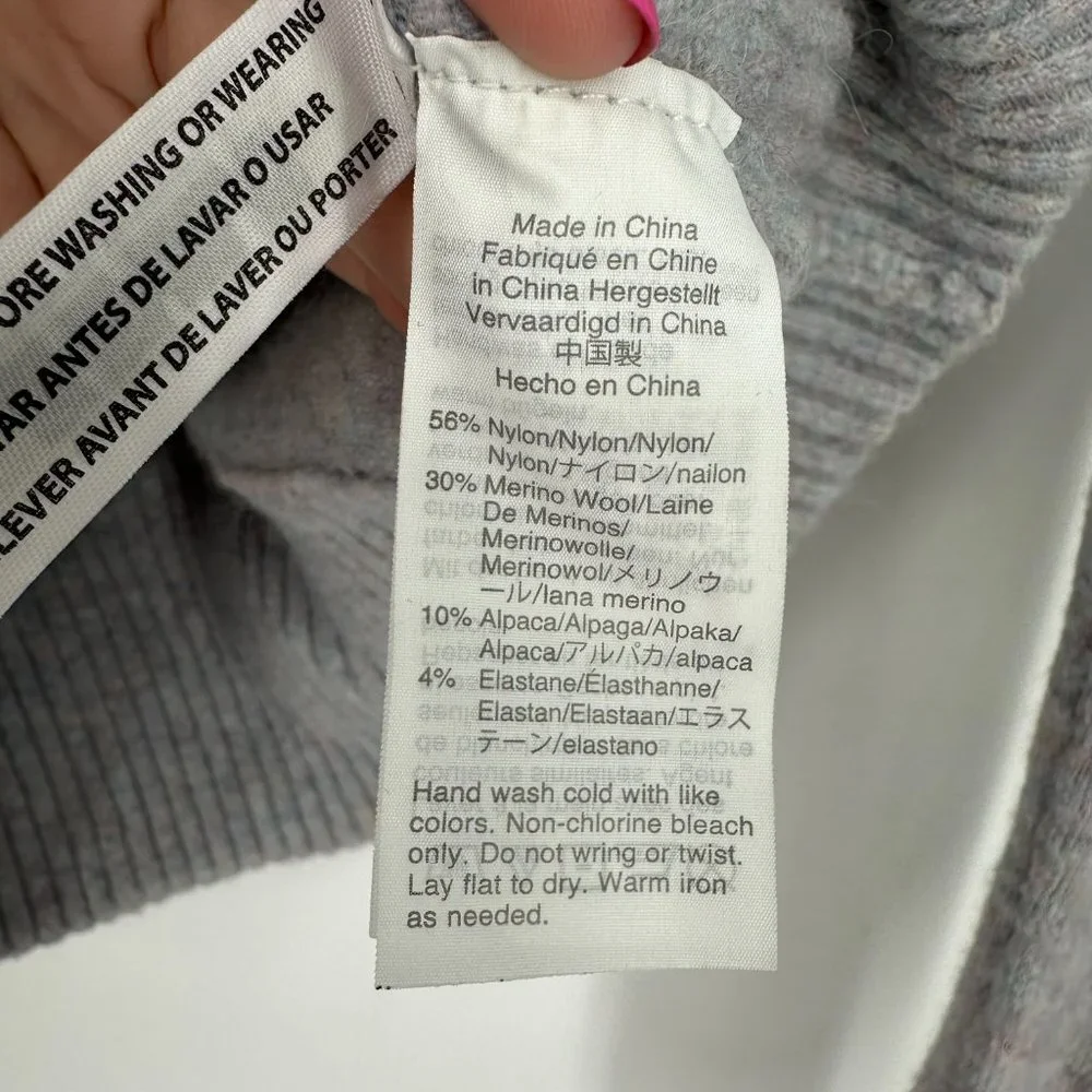 J.Crew Button Detail Crewneck Sweater Gray Supersoft Alpaca Blend‎ XS